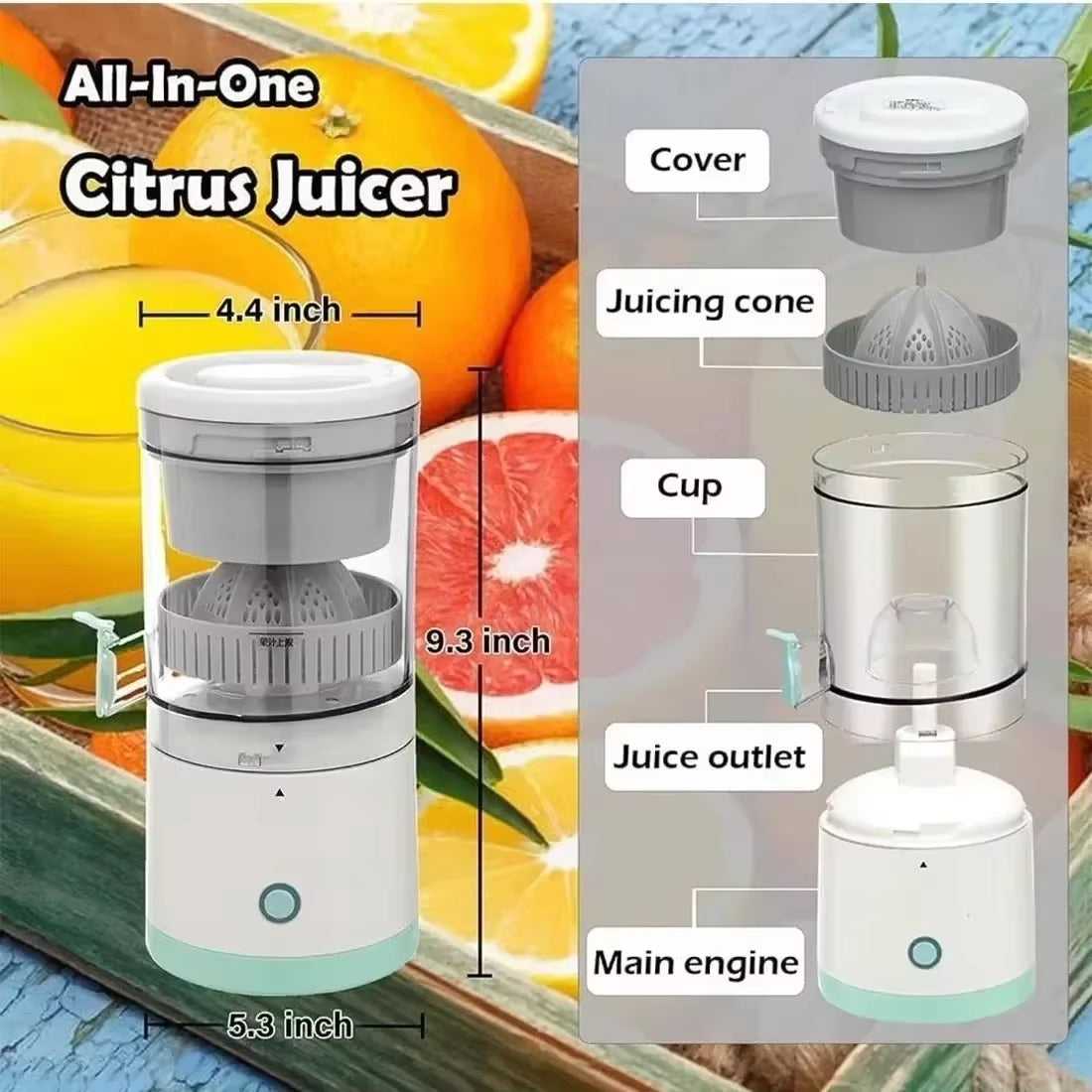 Electric Citrus Juicer, Instant Juice Machine For Fruit, 200ML Capacity - 45W Mini Portable Juicers
